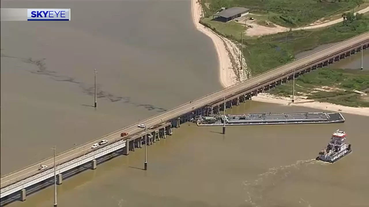 Gulf Intracoastal Waterway closed after barge slammed into Pelican Island bridge, causing oil spill