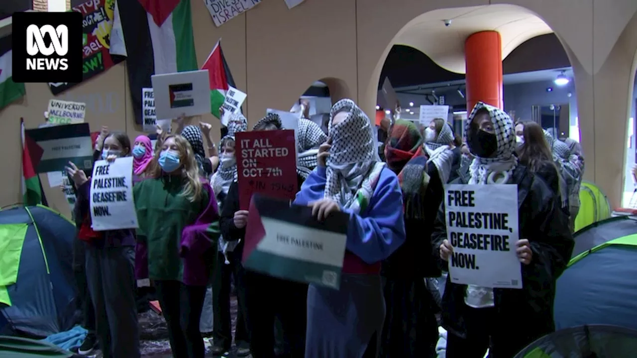 Pro-Palestinian protesters refuse to leave Melbourne University building after day of demonstrations