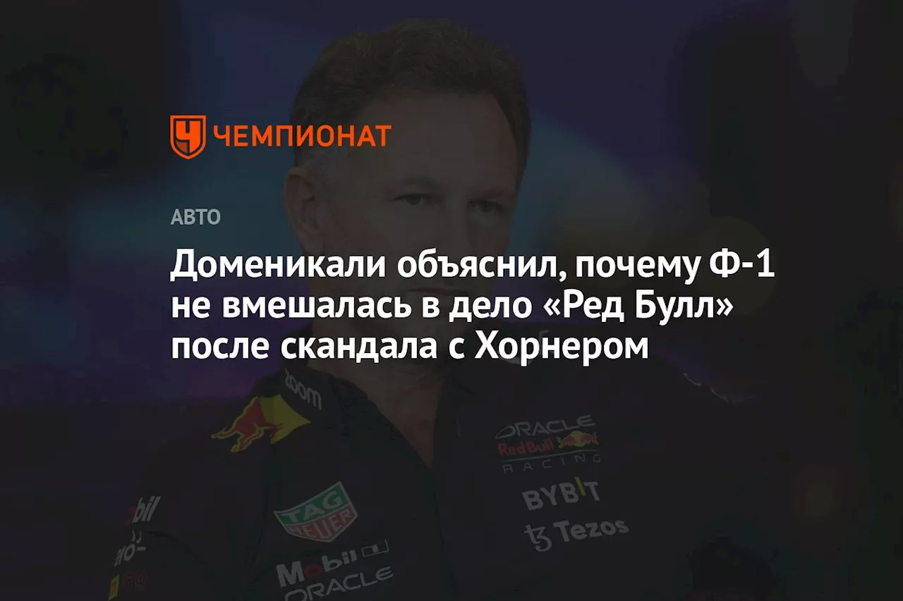 Доменикали объяснил, почему Ф-1 не вмешалась в дело «Ред Булл» после скандала с Хорнером