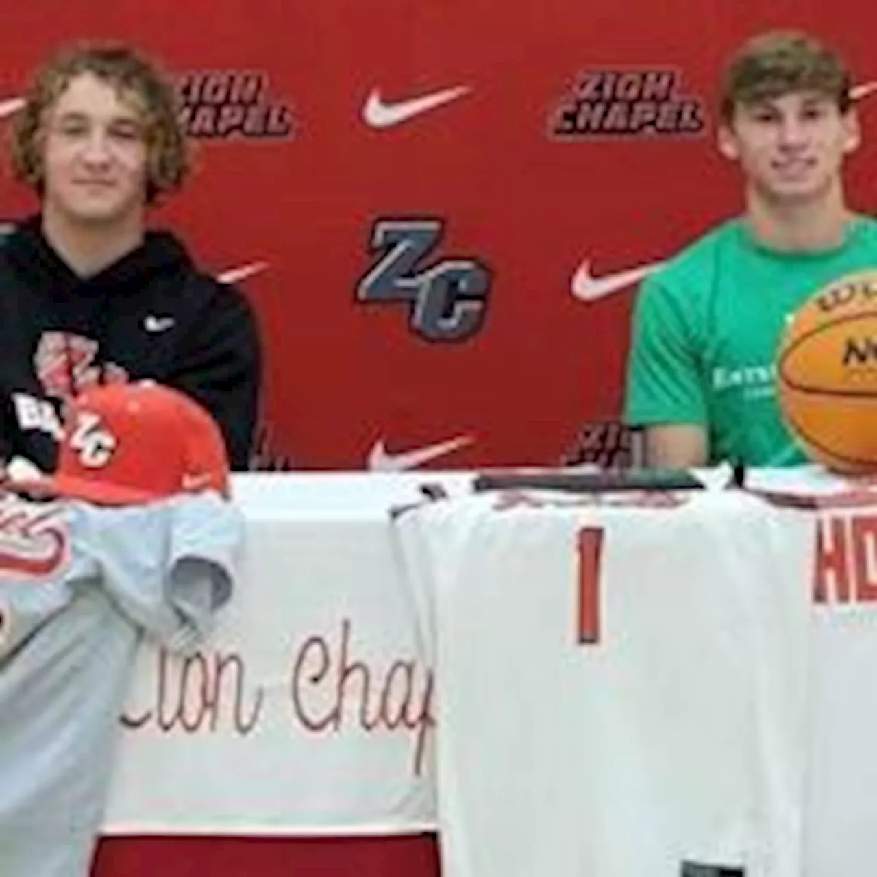 Zion Chapel duo Grantham and Braisted sign scholarships