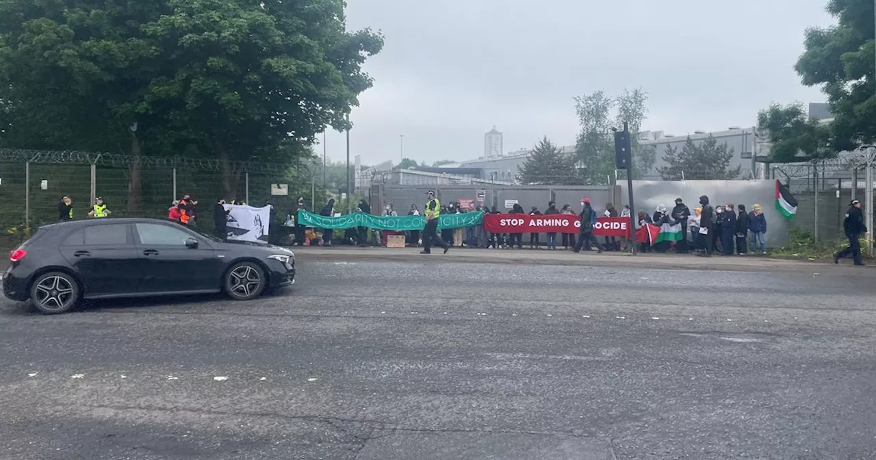 Glasgow factory shut down in pro-Palestine protest as campaigners block entrance