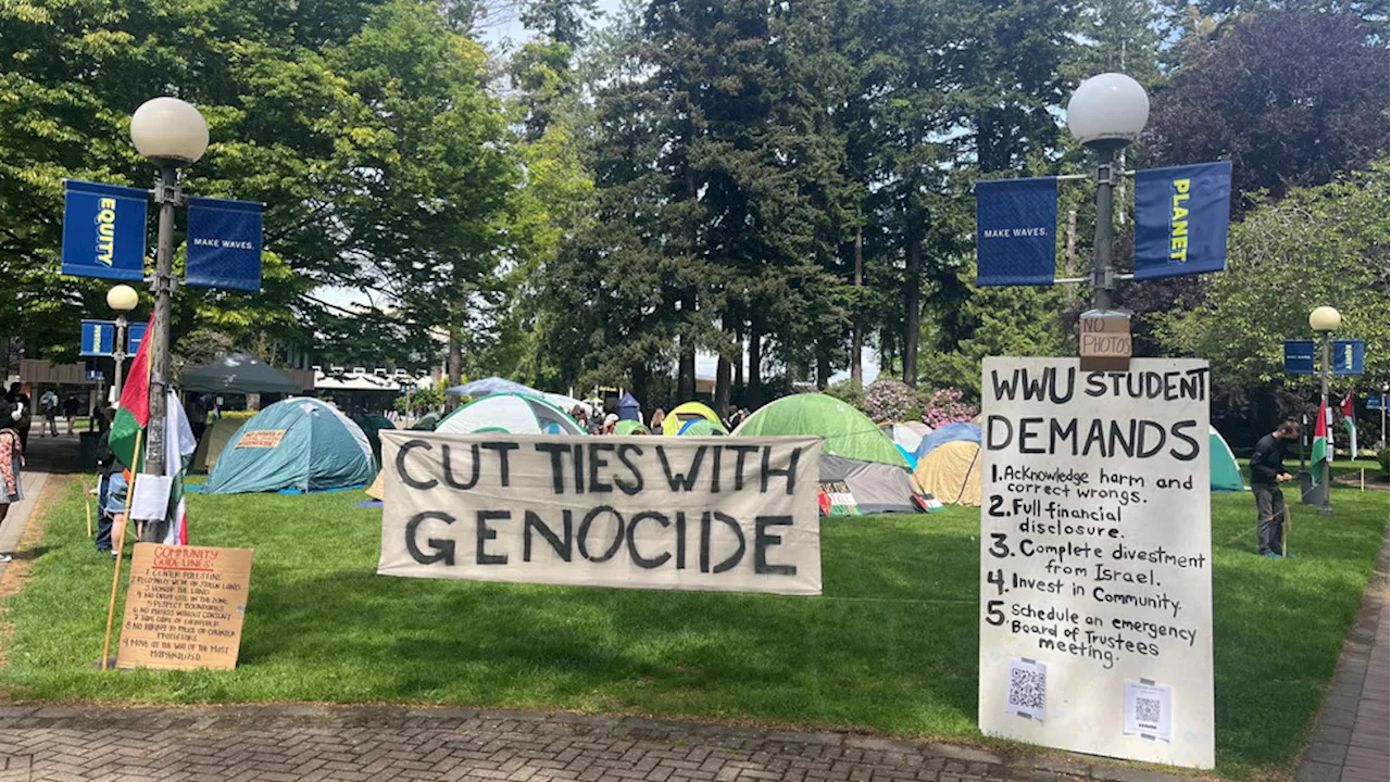 Pro-Palestinian demonstrators set up encampment at Western Washington University