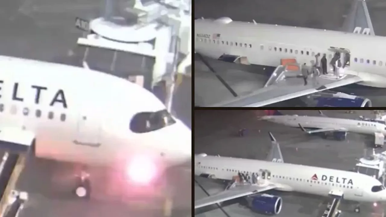 Moment plane’s nose bursts into flames and passengers walk onto wing to evacuate on slide in shocking footage