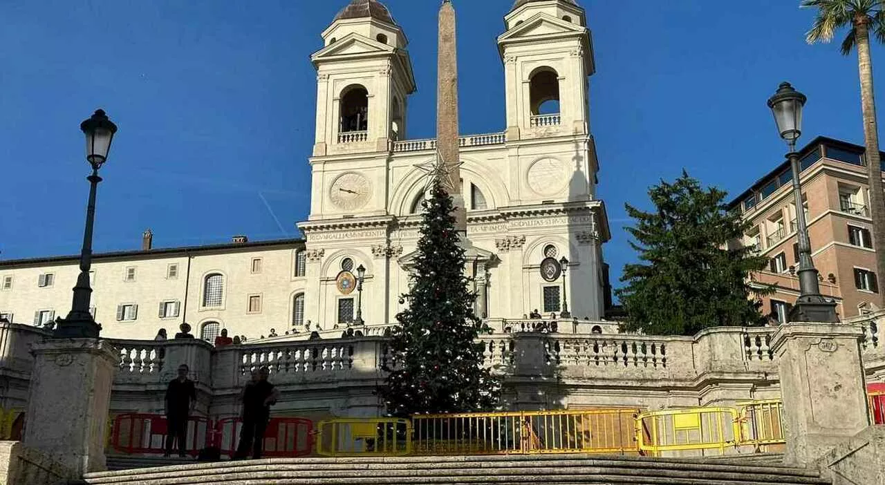 A Roma è quasi estate, a piazza di Spagna spunta un albero di Natale: turisti e passanti stupiti. Ma c'è un mo