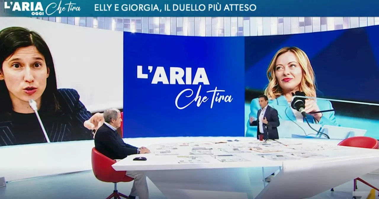 L&#039;aria che tira, Giovanni Minoli: &#034;Temi concreti, Meloni può mettere ko Schlein in tv&#034;