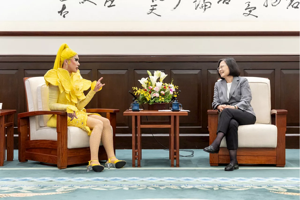 Taiwan drag queens bring their glamour to presidential office celebrating RuPaul win