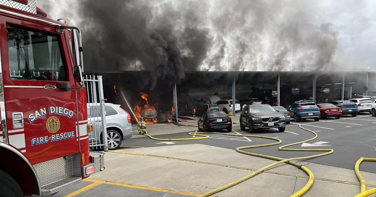 Fire damages 'multiple vehicles' at Volvo dealership's service center in Kearny Mesa