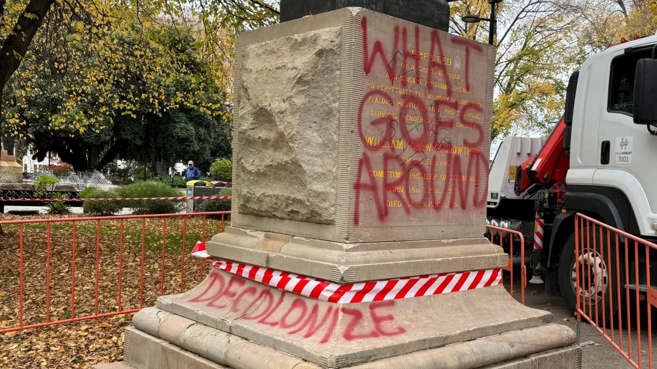 Colonial-era Tasmanian premier’s statue toppled, vandalised