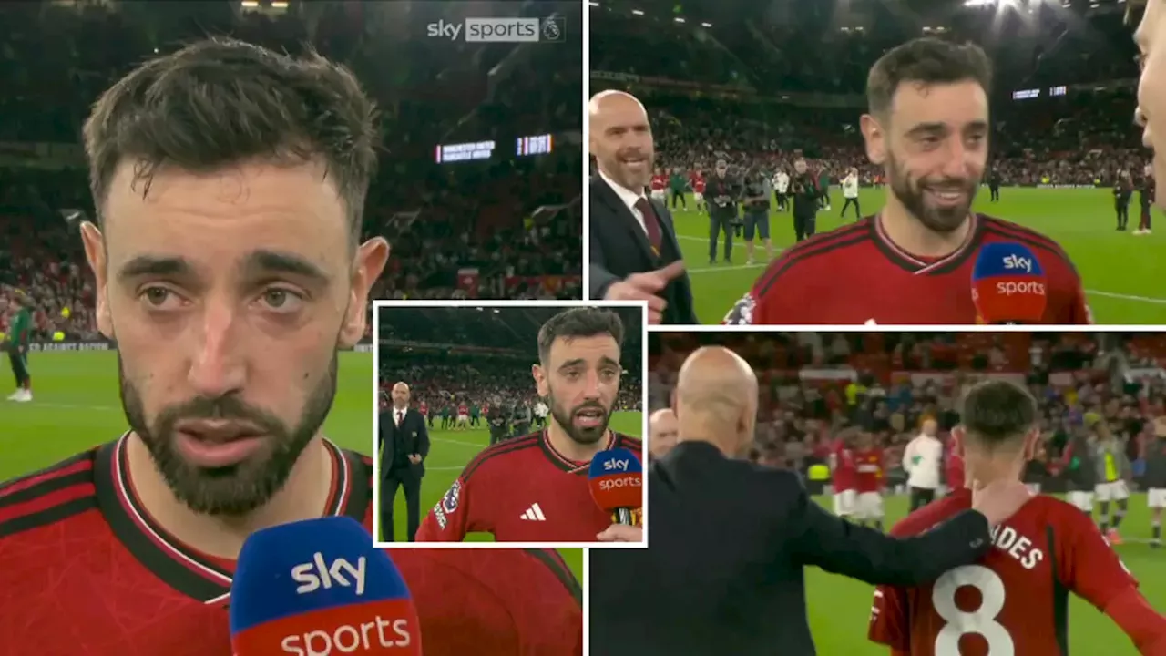 Bruno Fernandes' interview with Sky Sports cut short by Erik ten Hag as he was discussing future