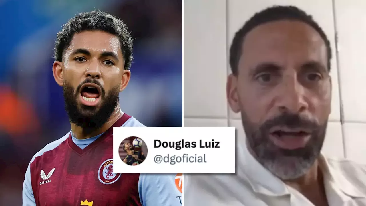 Douglas Luiz destroys Rio Ferdinand with brutal post on X prompting swift response from Man Utd legend