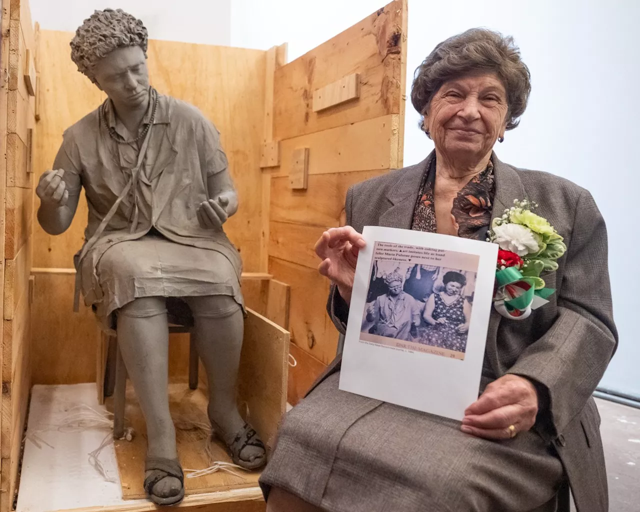 95-year-old retired seamstress reunited with 40-year-old sculpture of herself in Little Italy