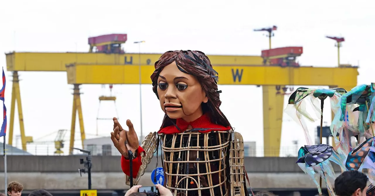 12 foot Syrian refugee puppet Little Amal arrives in Belfast for four day tour