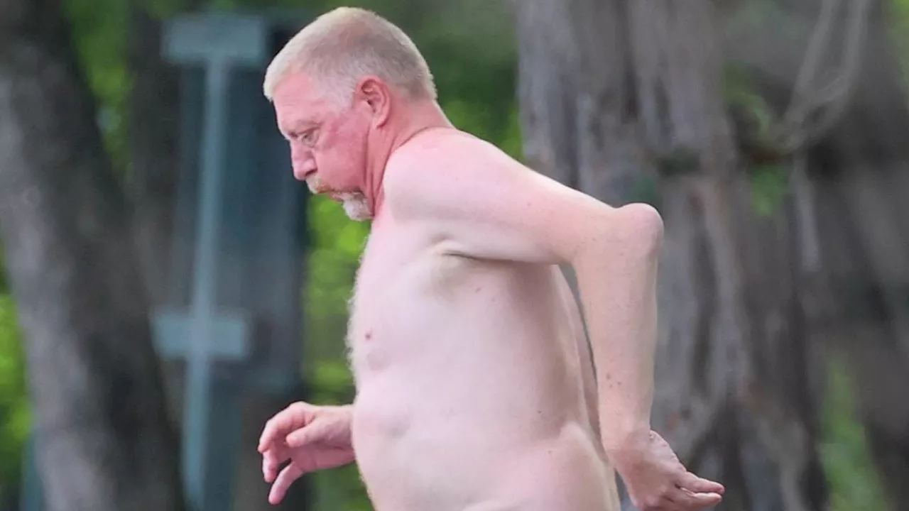 Boris Becker displays painful-looking elbow injury as he joins his fiancée Lilian de Carvalho...