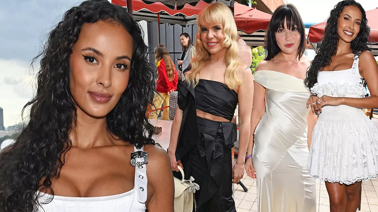 Maya Jama oozes summer chic in a white mini dress as she joins Paloma Faith and Daisy Lowe at Vogue...