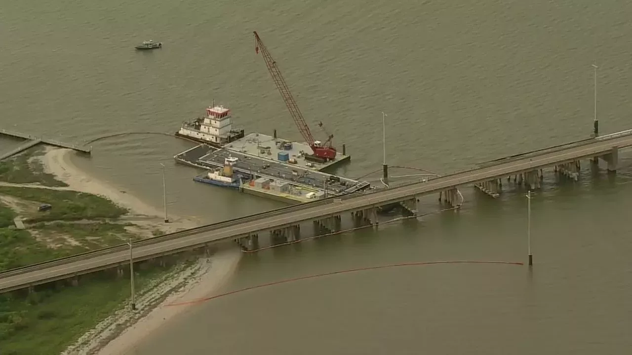 Tx Pelican Island Bridge hit by barge near Galveston; company responds