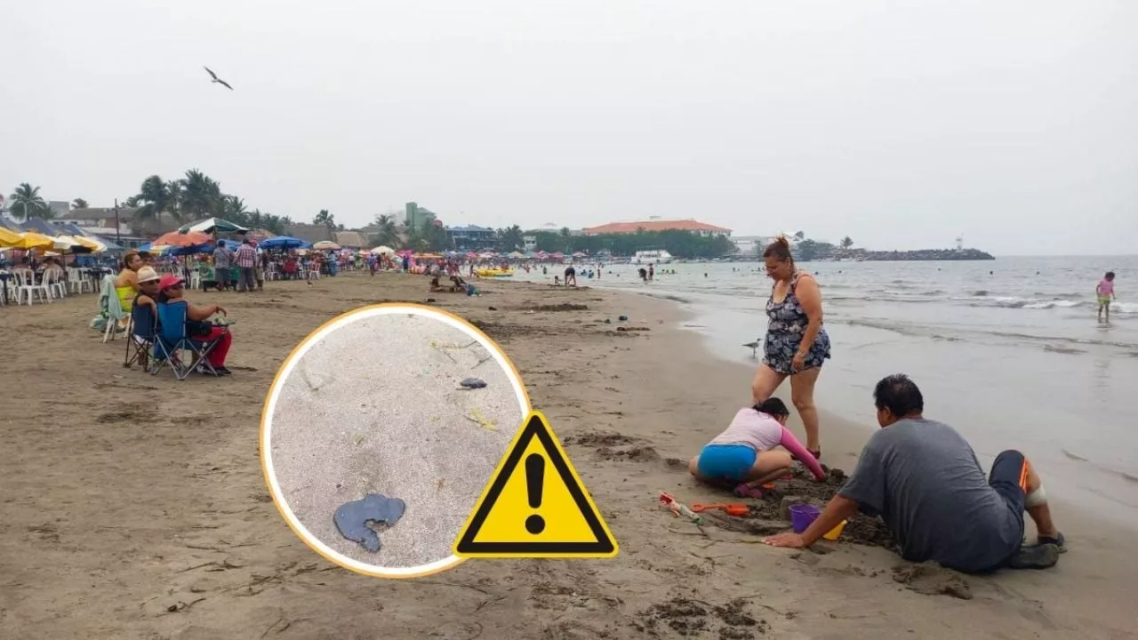 Bañistas reportan posible chapopote en playa Villa del Mar de Veracruz