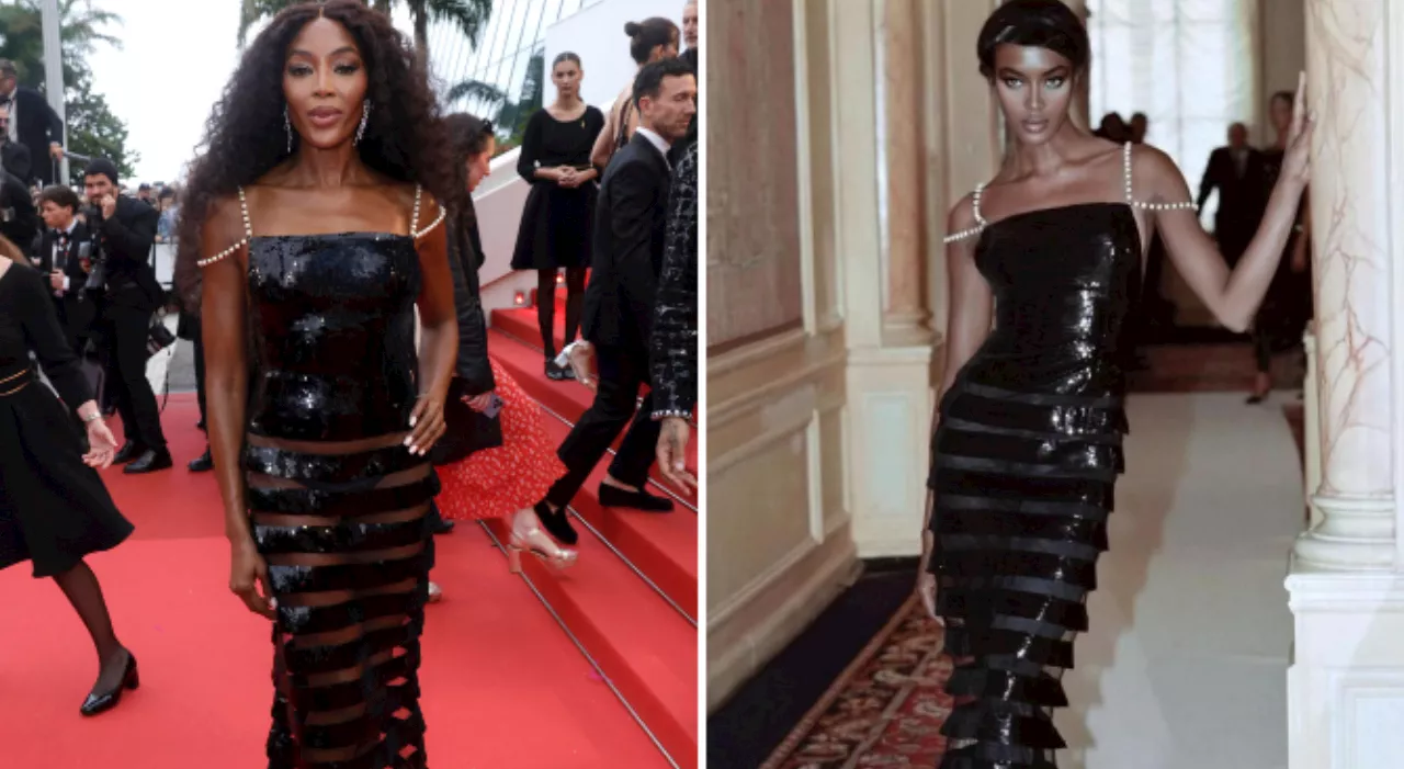 Naomi Campbell incanta Cannes sfilando sul red carpet con l'abito degli esordi in passerella, uno Chanel indos