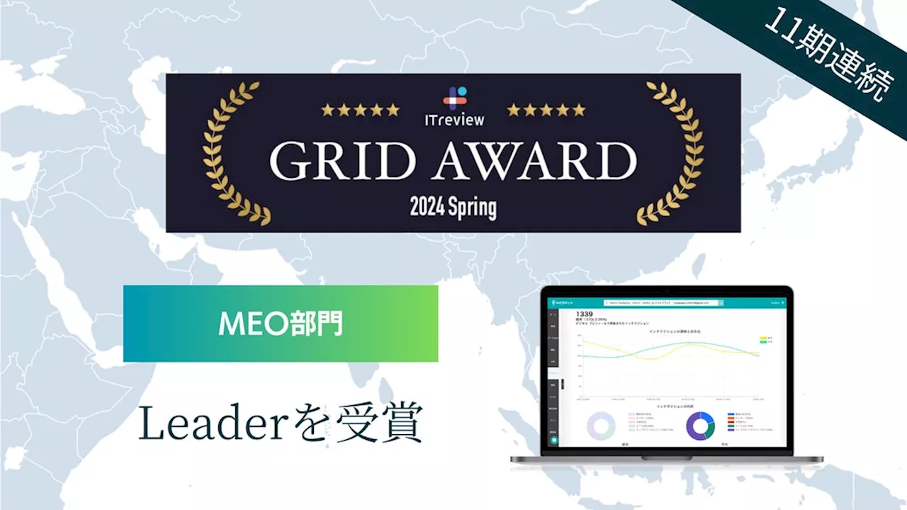 MEOチェキが「ITreview Grid Award 2024 Spring」のMEO部門において「Leader」を11期連続受賞