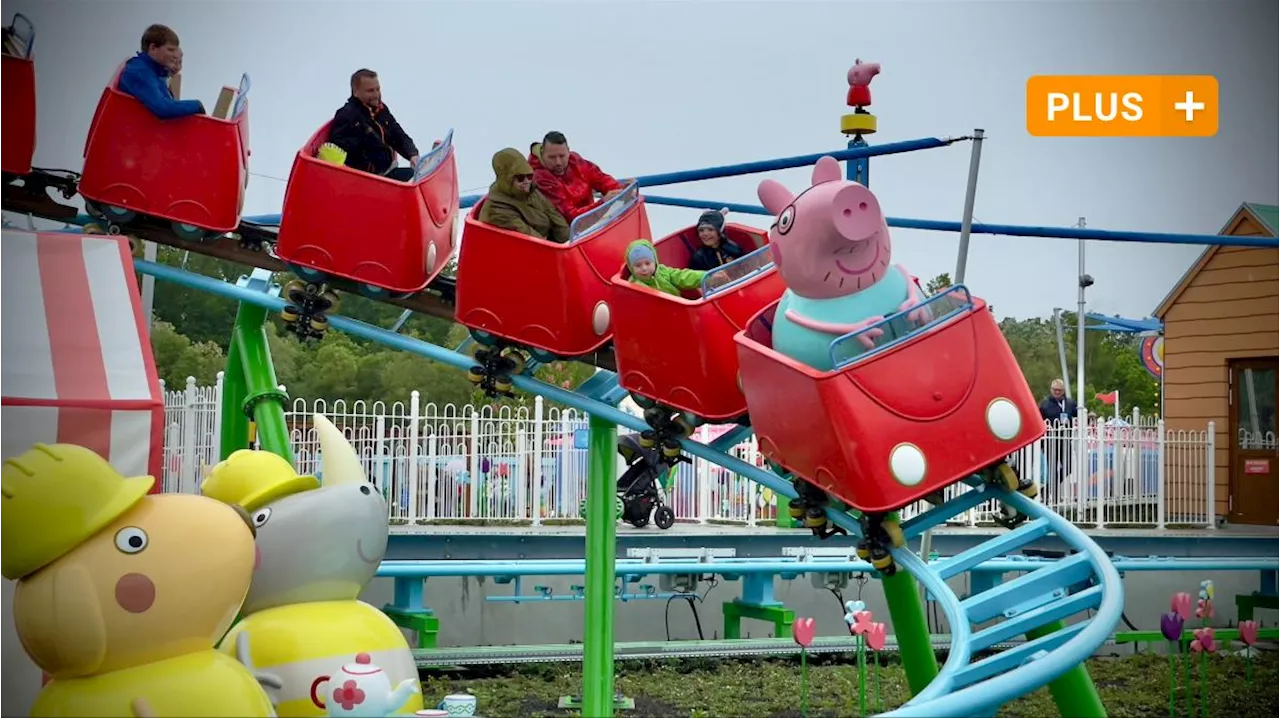 Pfützenwetter vor der Parkeröffnung: Im Peppa-Pig-Park geht es jetzt rund