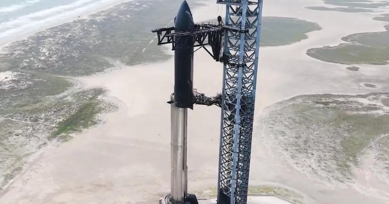 Watch SpaceX stack Starship rocket ahead of fourth test flight