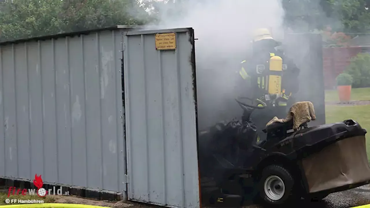 D: Unkraut verbrennen setzt Garage mit mehreren Rasenmähern in Hambühren in Brand