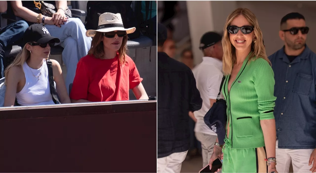 Chiara Ferragni e Ilary Blasi, l'incontro in tribuna al Foro Italico per gli Internazionali di tennis. Foto e