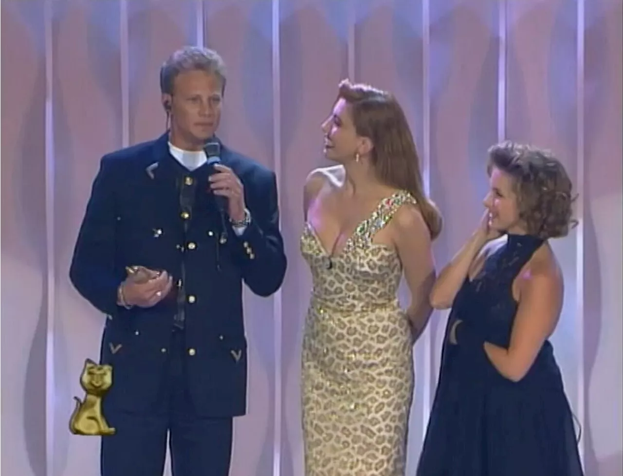 Steve e Andrea di 'Beverly Hills 90210' ritirano il premio ai 'Telegatti' 1993