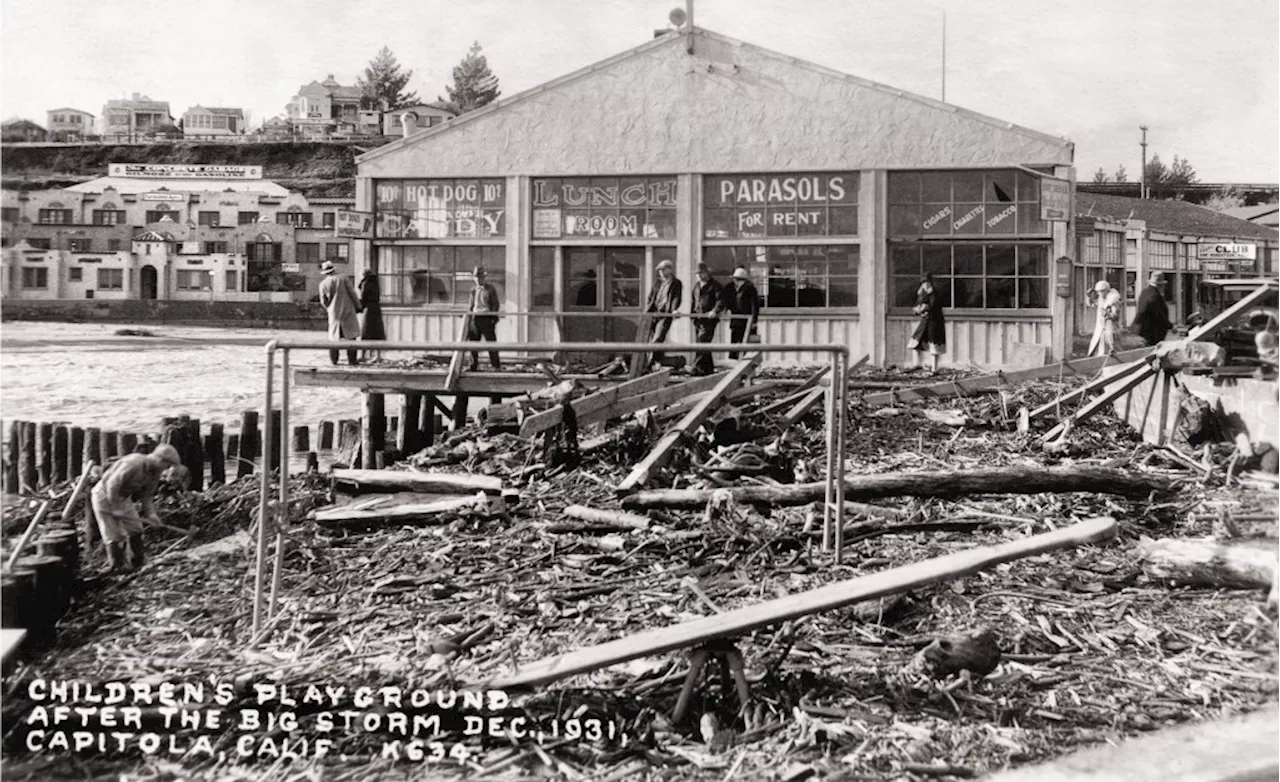 Capitola Village and wharf: Storm-smashed then, storm-smashed now