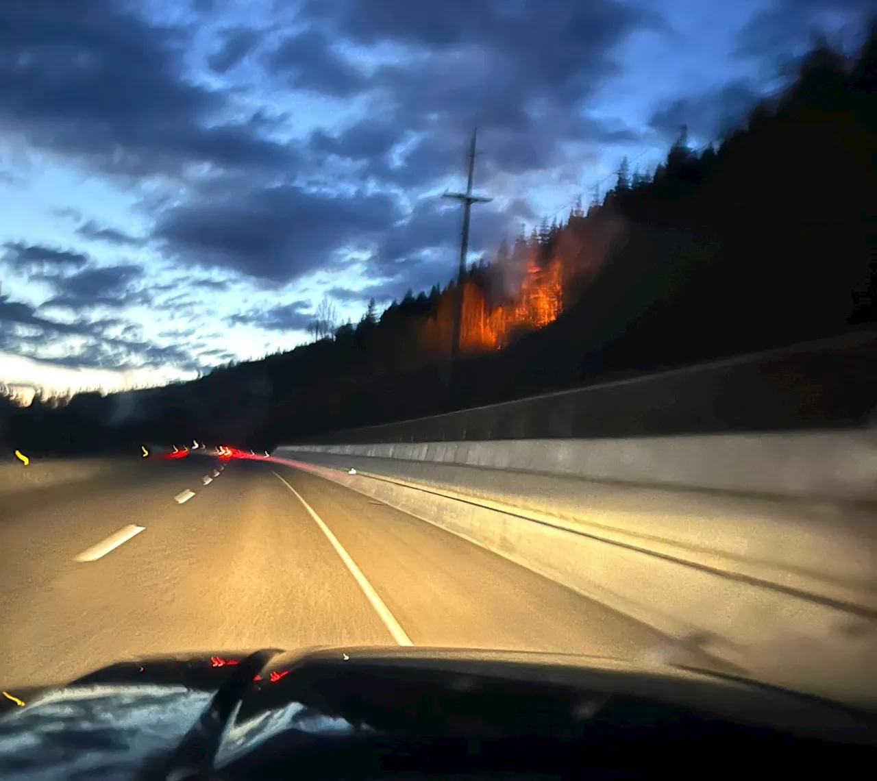 Passing Highway 97 motorist reports fires along CN tracks south of Prince George