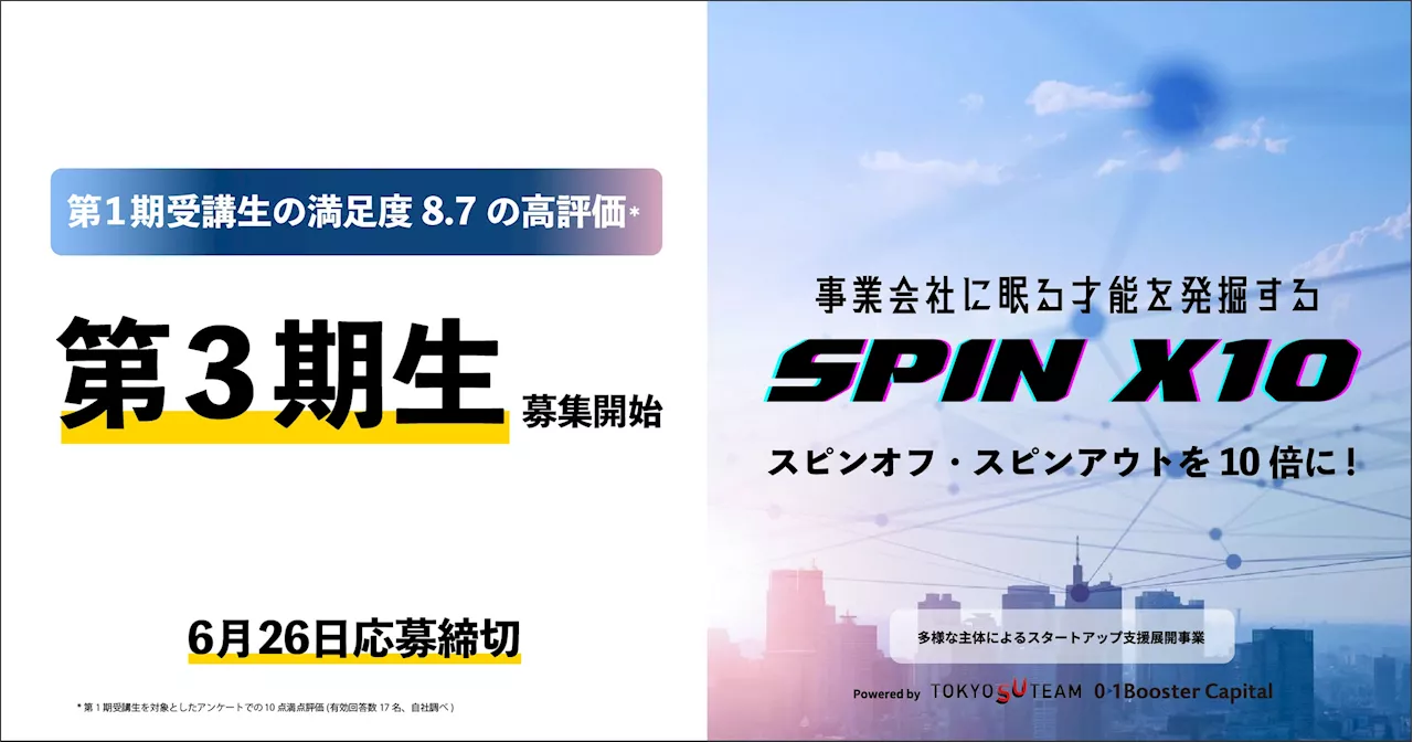 平均満足度8.7の高評価！* 東京都協定事業「SPIN X10」第3期参加者募集開始！