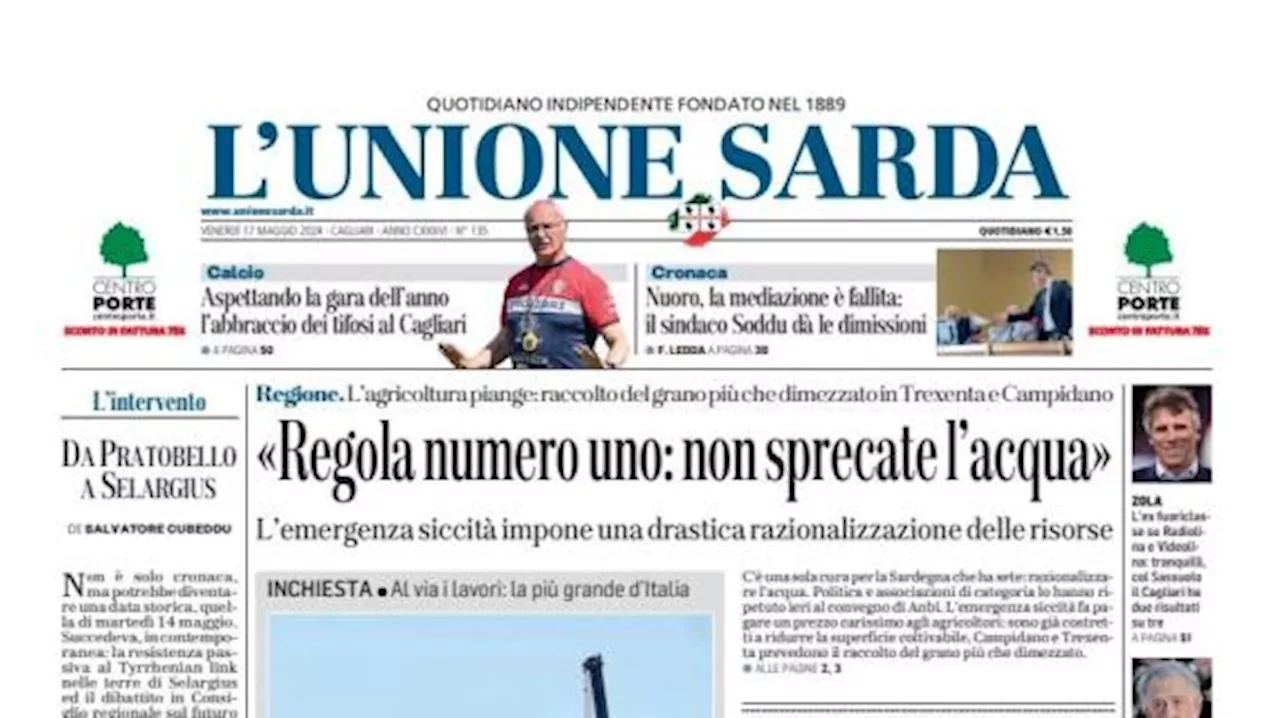 L'Unione Sarda: 'Aspettando la gara dell'anno, l'abbraccio dei tifosi al Cagliari'