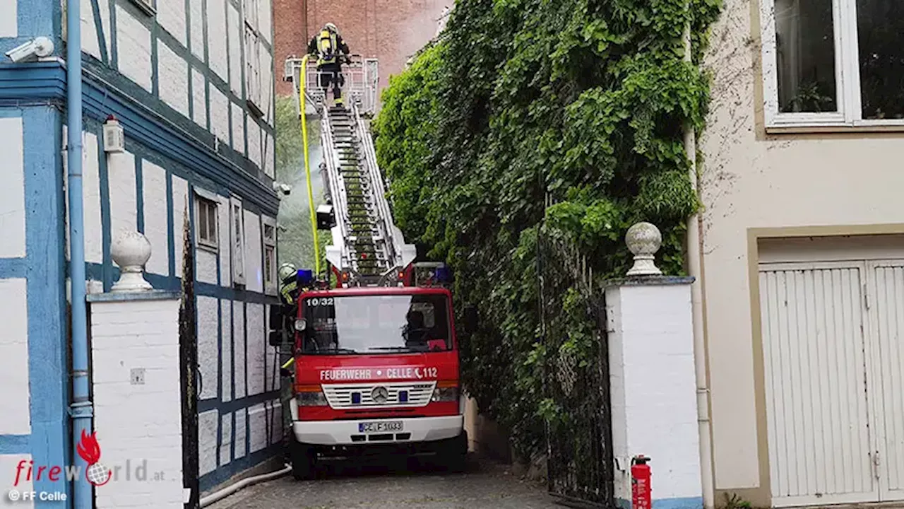 D: Begrünte Fassade brannte → Celle’s kleine DLK 12-9 sehr hilfreich