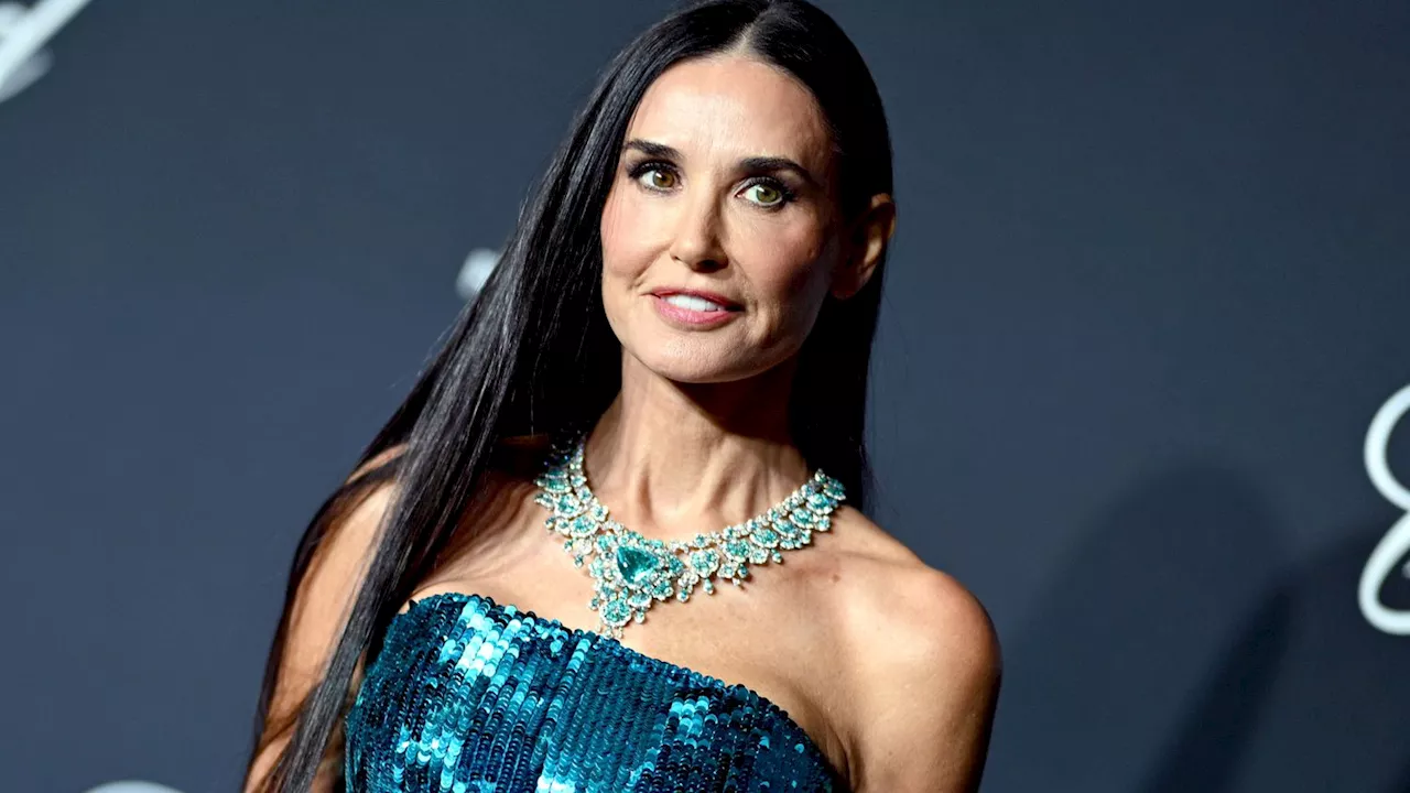 Demi Moore's Sequined Blue Mermaid Gown Featured an Unexpected Avant-Garde Detail at the Hips