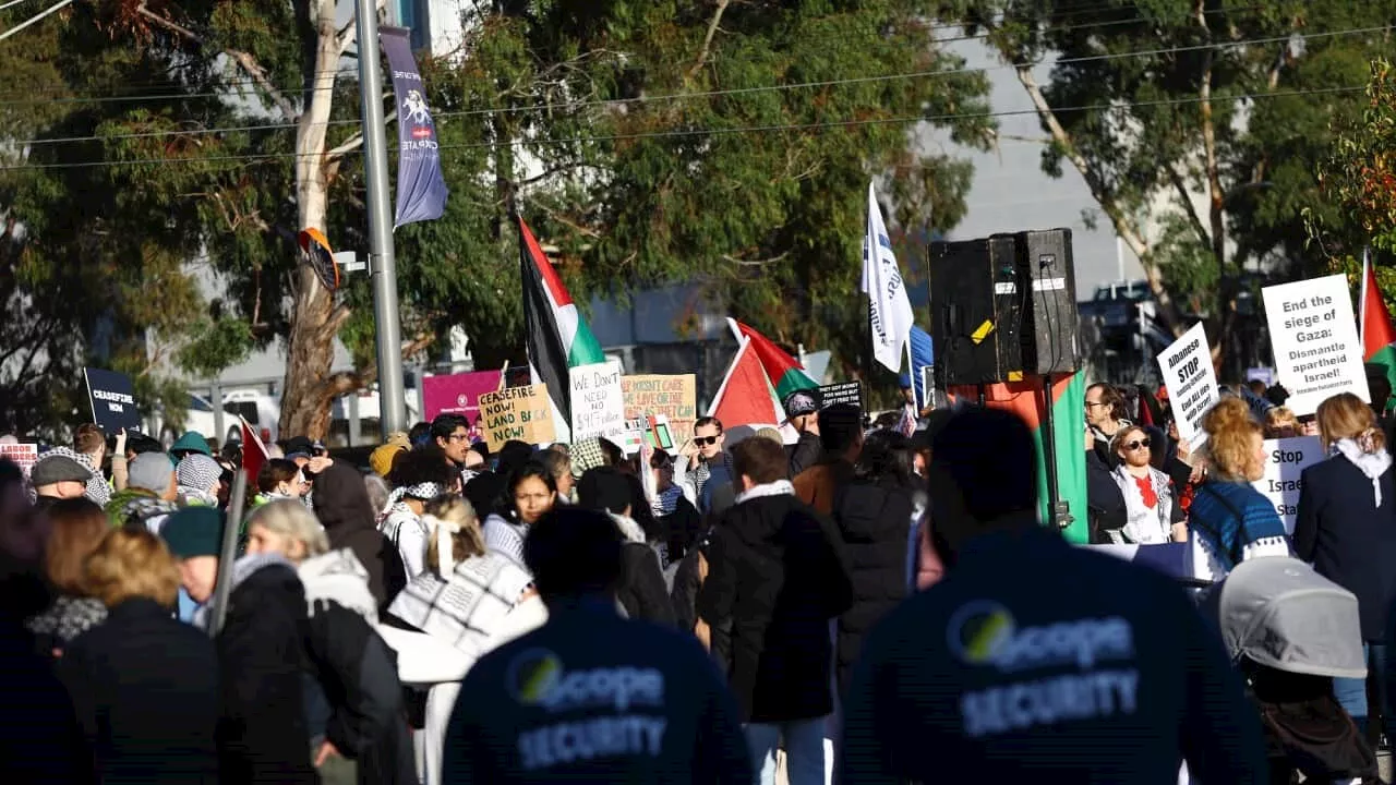 Pro-Palestinian protesters storm Labor state conference