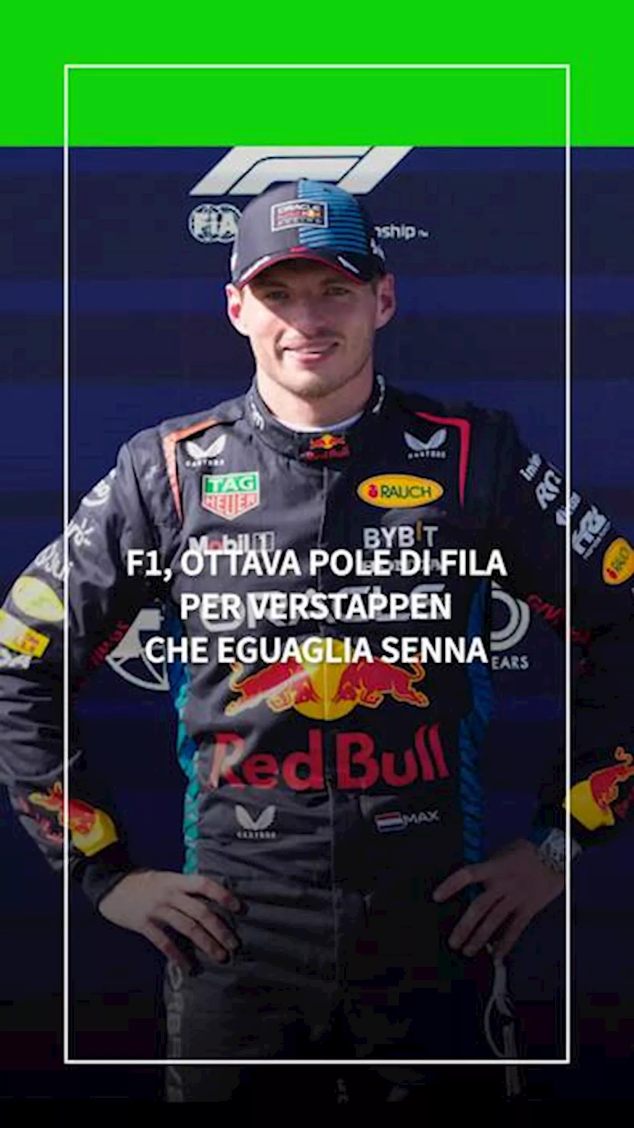 F1, ottava pole di fila per Verstappen che eguaglia Senna