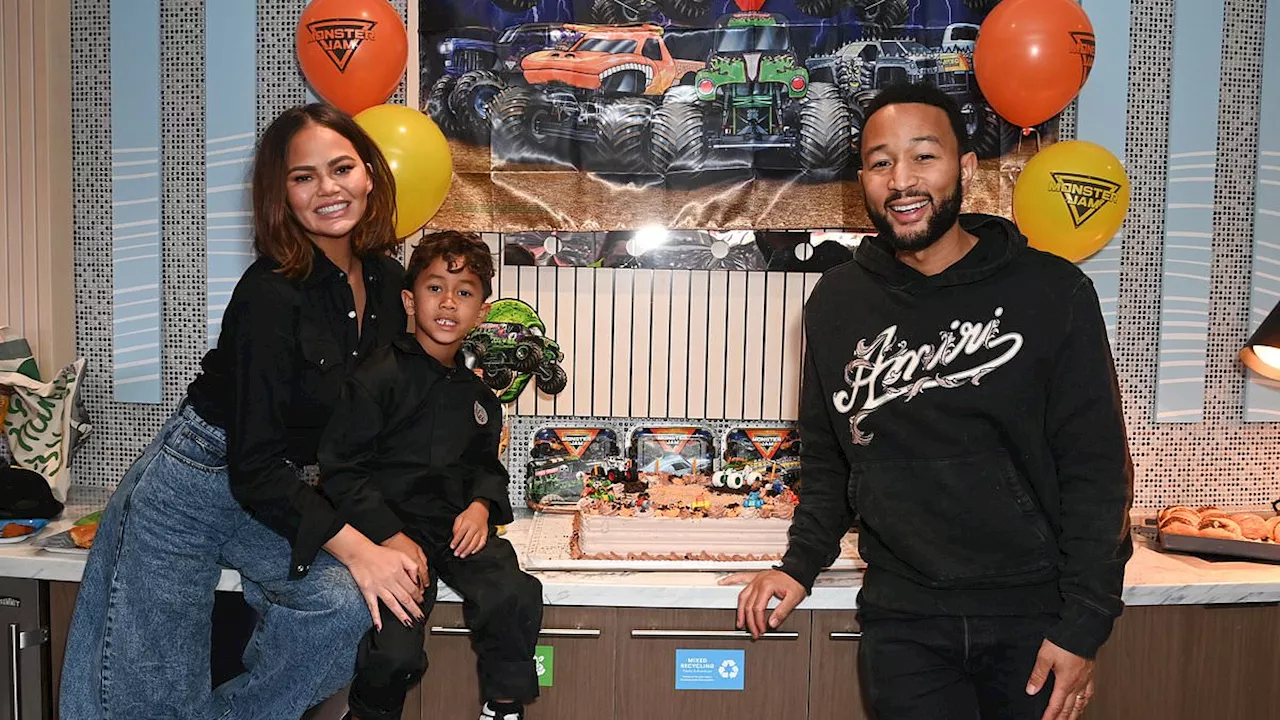 Chrissy Teigen and John Legend celebrate their son Miles' sixth birthday at the Monster Jam World...