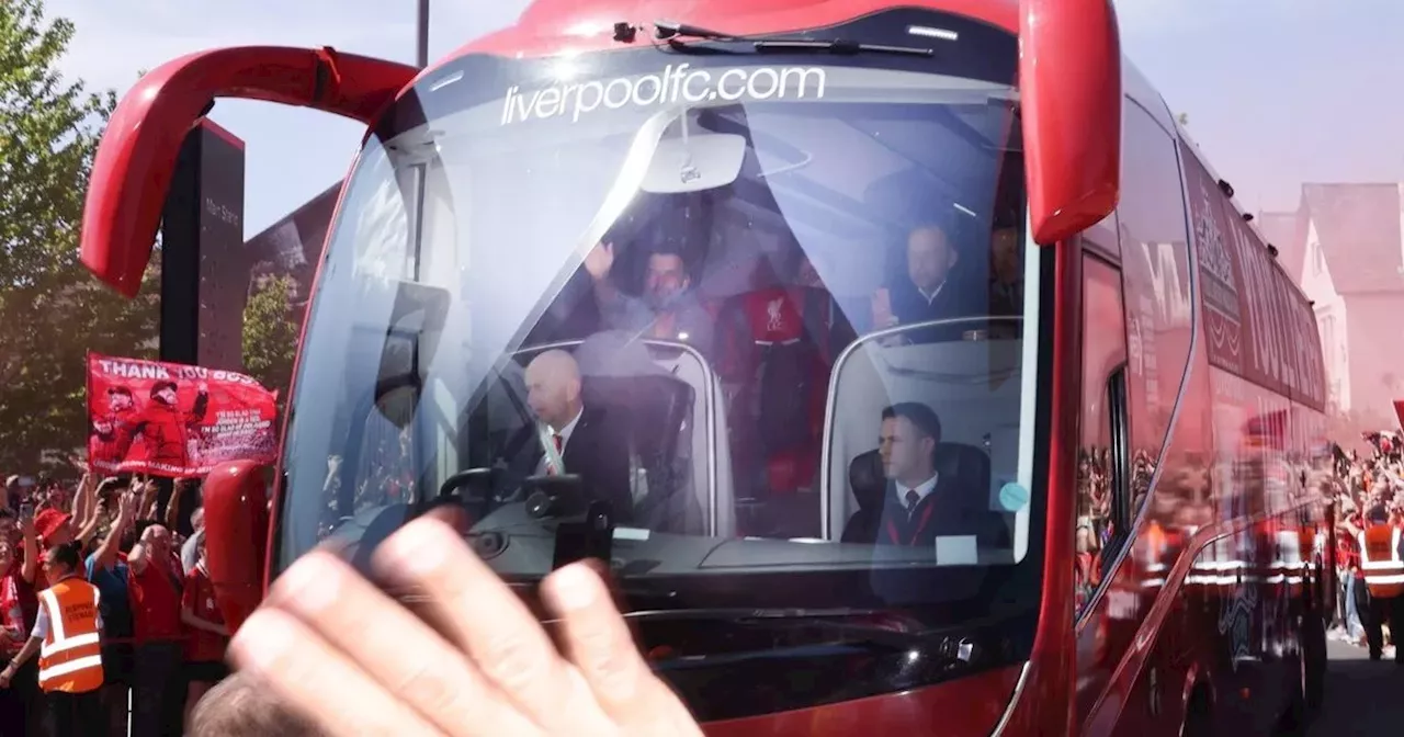 Jurgen Klopp greets fans as he arrives at Anfield for final time