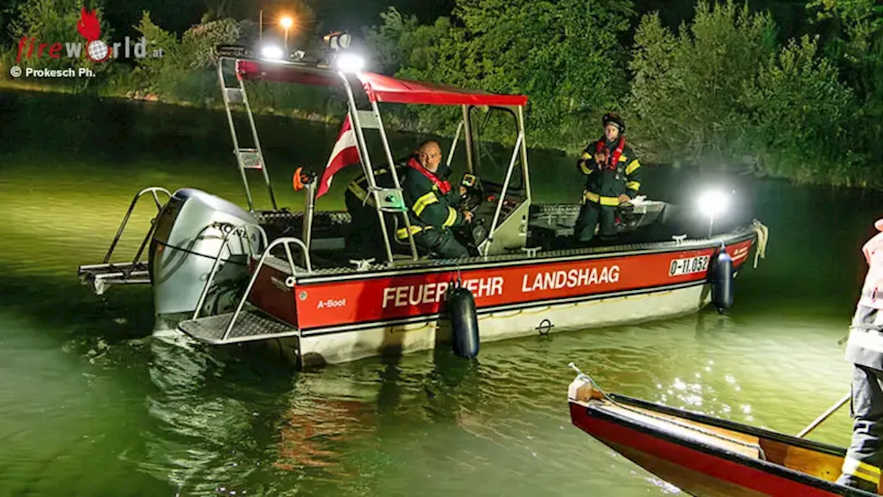 Oö: Nächtliche Vermisstensuche im Hafen von Landshaag in Feldkirchen an der Donau