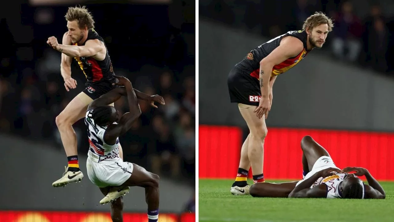 ‘Got a lot of Sherrin’: Dockers star KO’d, subbed out of contest after brutal collision