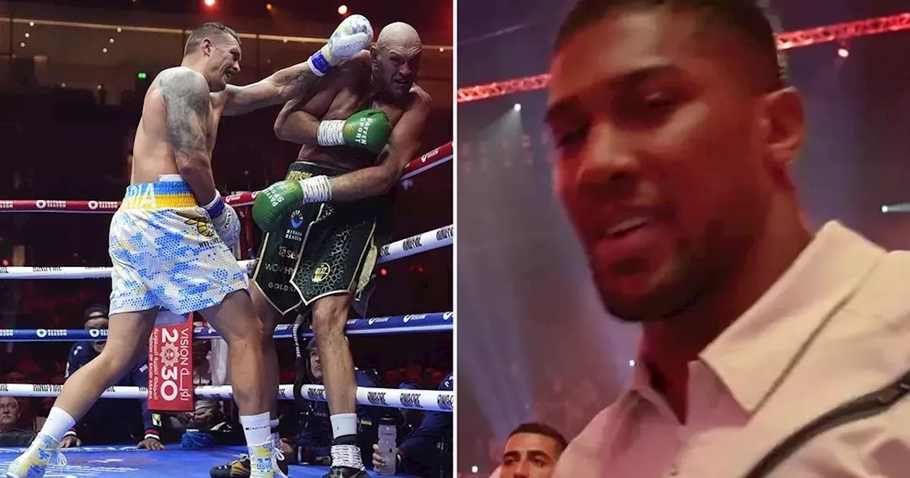 Anthony Joshua's instant reaction to Tyson Fury losing Oleksandr Usyk fight