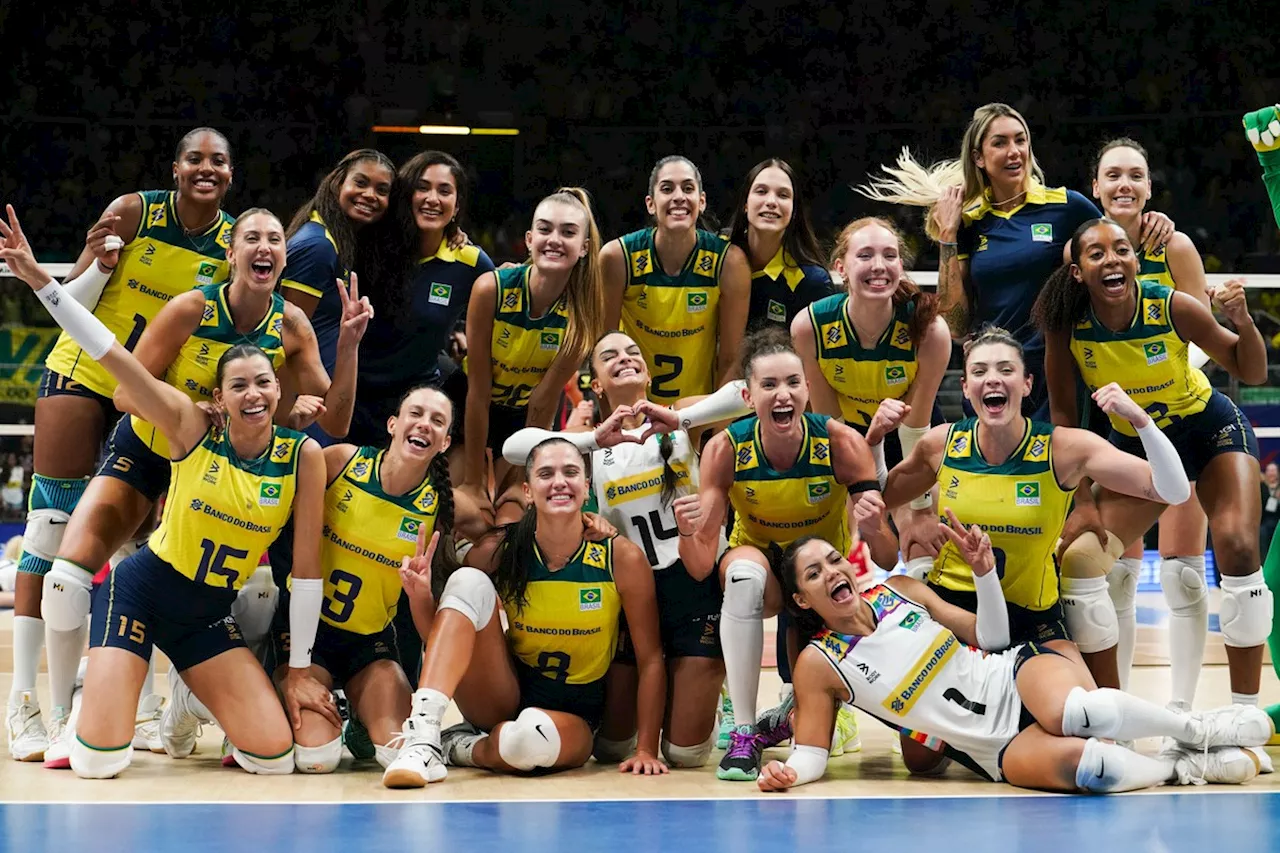 Brasil assume liderança da Liga das Nações feminina com vitória sobre Sérvia