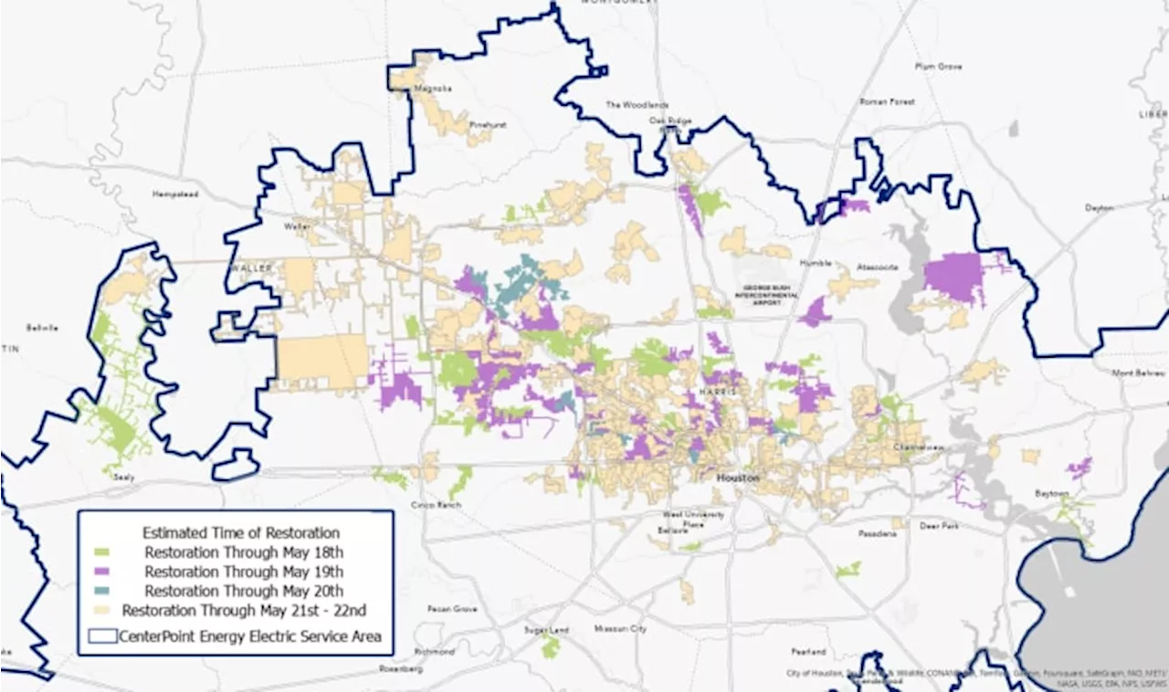 Power restoration timeline: CenterPoint releases map with estimated dates for returning service