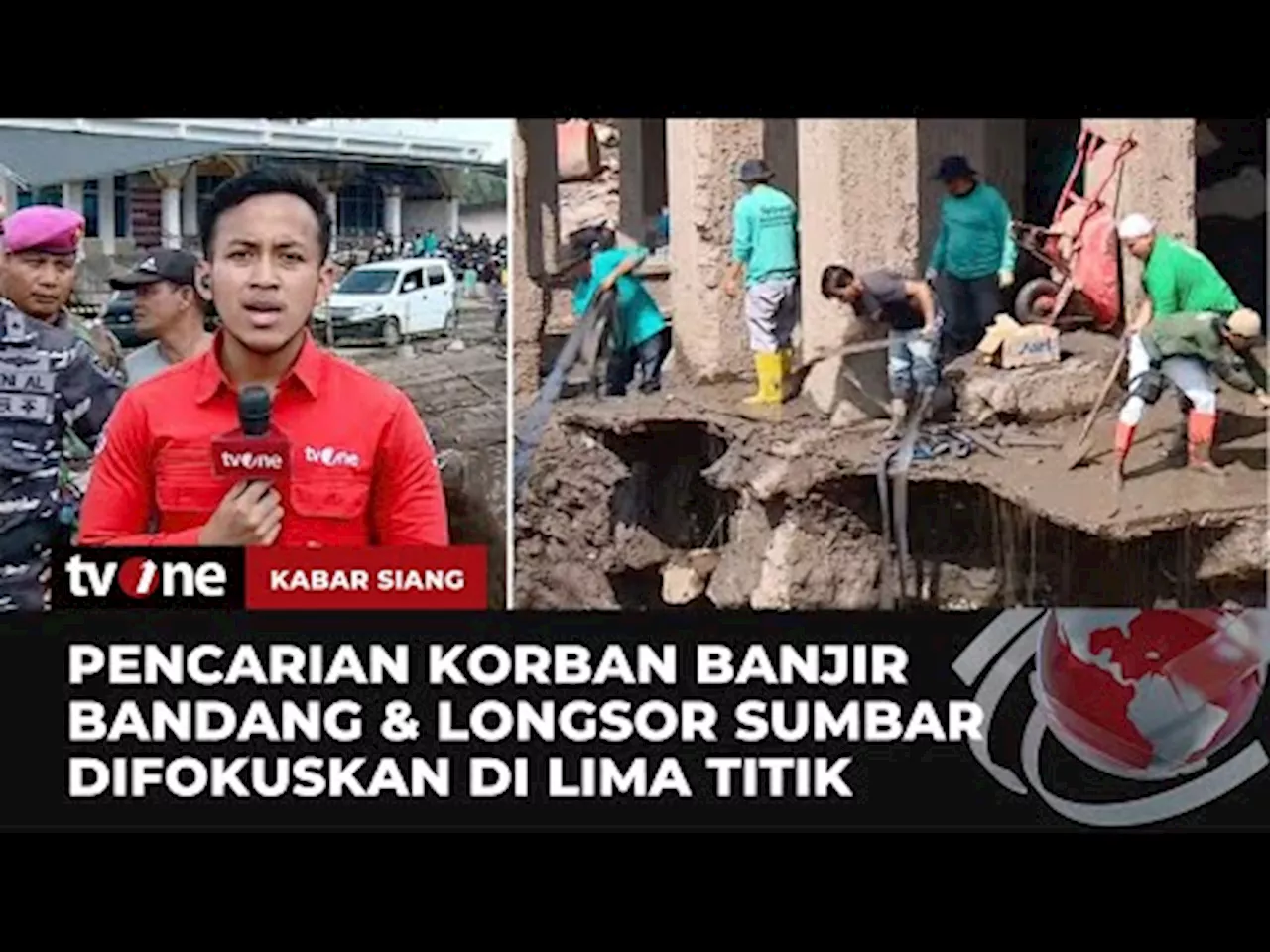 Proses Pencarian Korban Banjir Bandang dan Longsor di Sumbar