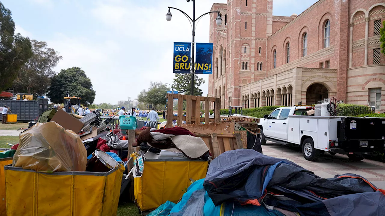 UCLA's Royce Hall vandalized, plaza left strewn with debris after protesters' encampment dismantled