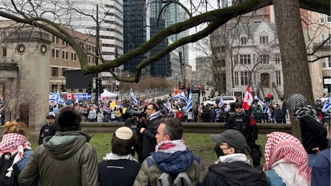 On Day 6 of McGill encampment, pro-Palestinian and pro-Israel protesters face off