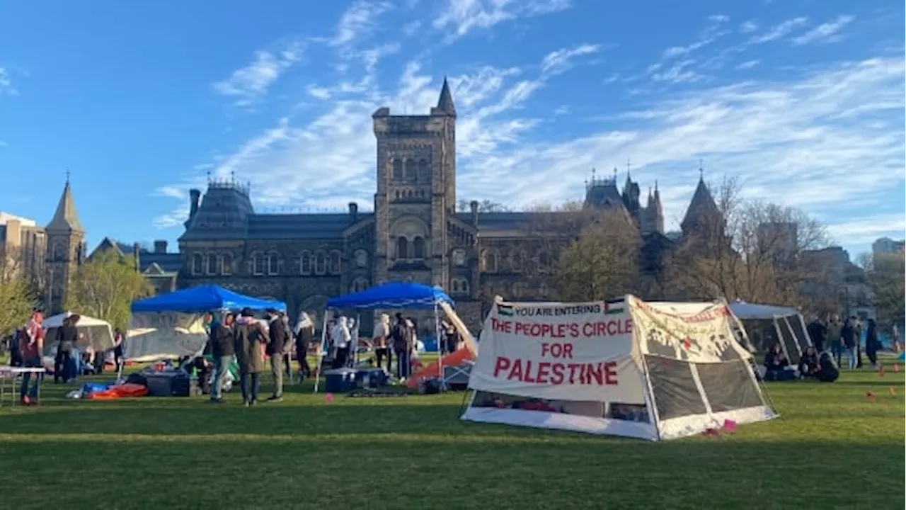 Pro-Palestinian student protesters set up camp at U of T