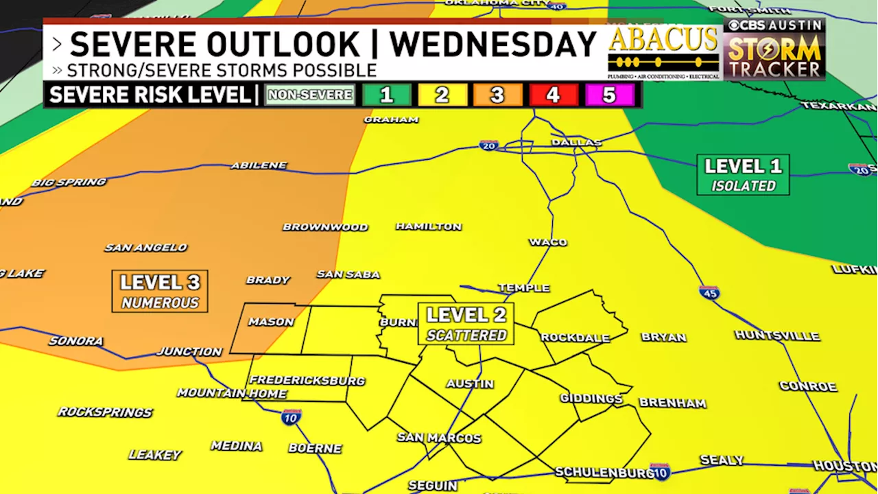 Strong storms & heavy rain to impact Central Texas Wednesday