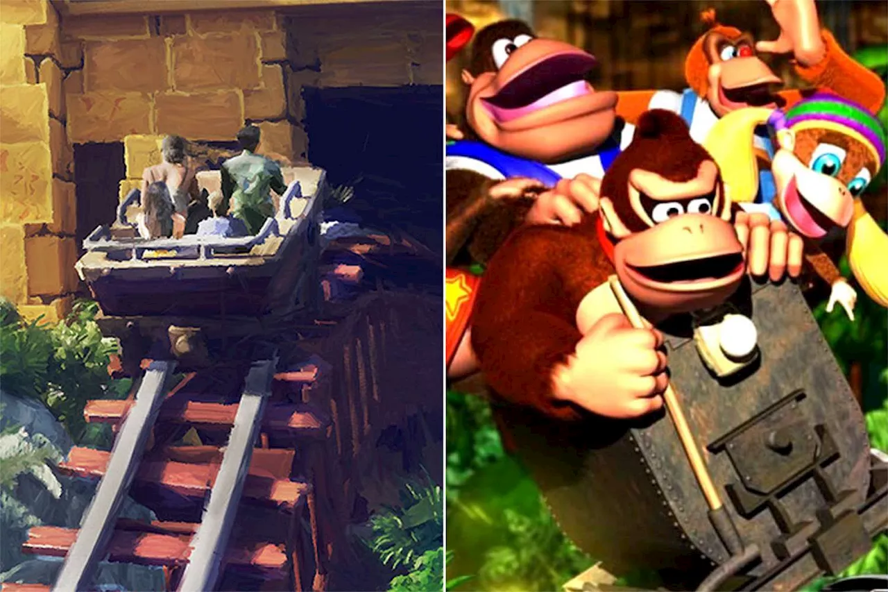 Nintendo's jaw-dropping Donkey Kong roller coaster 'jumps' track like mine carts