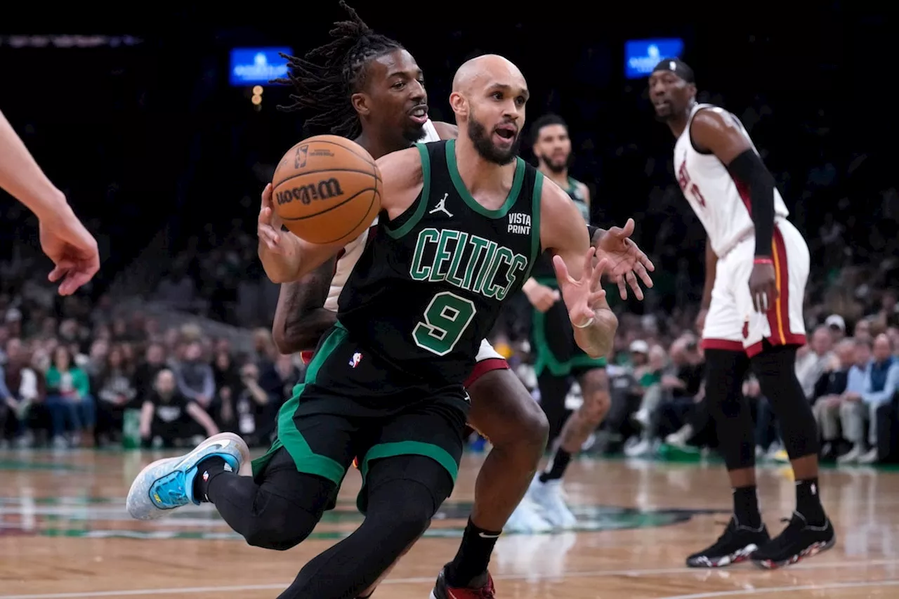 Celtics advance to East semifinals, beating short-handed Heat 118-84 in Game 5