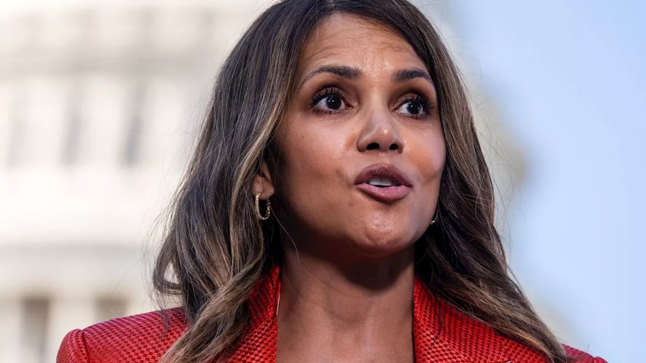 Halle Berry turns heads as she screams 'I'm in menopause!' on steps of US Capitol